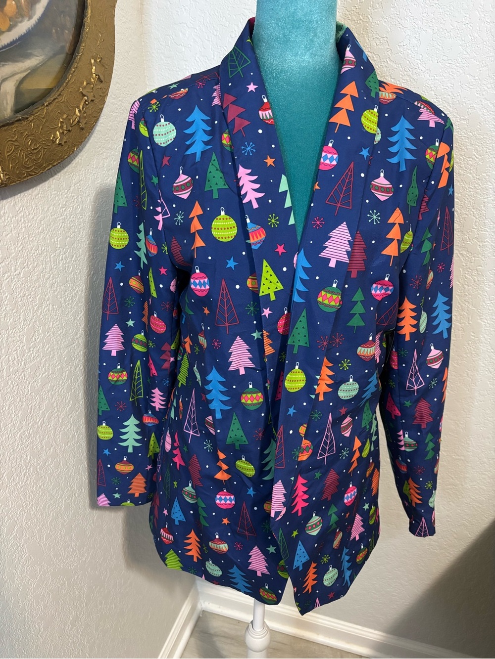NWT Christmas lights light up women’s blue multicolor blazer size large